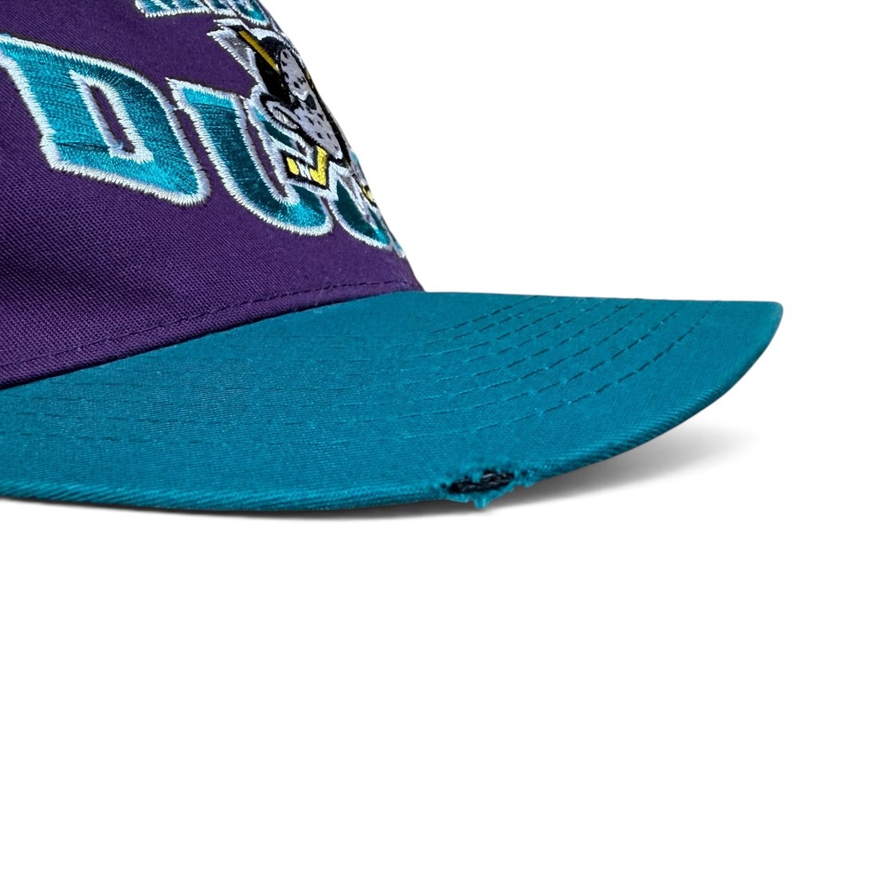 Vintage Mighty Ducks Anaheim NHL Snapback Hat The G Cap Purple Teal Retro Cap - Picture 10 of 11